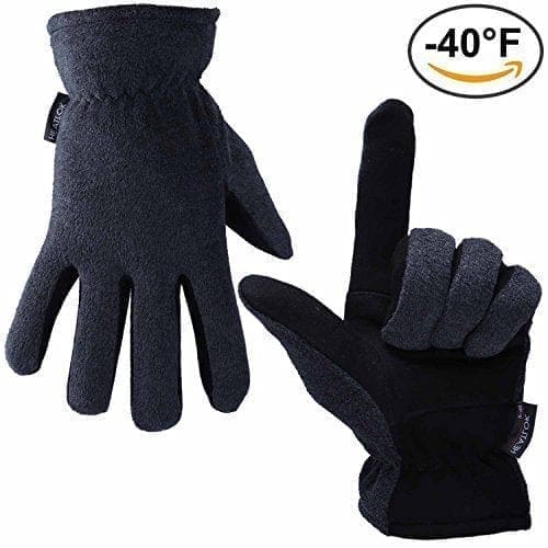 51B6PlUZy5L.jpg Thermal Gloves, OZERO -40°F Cold Proof Winter Glove – Genuine Deerskin Suede Leather Palm and Polar Fleece Back with Heatlok Insulated Cotton Layer – Keep Warm in Cold Weather – Gray (Medium)
