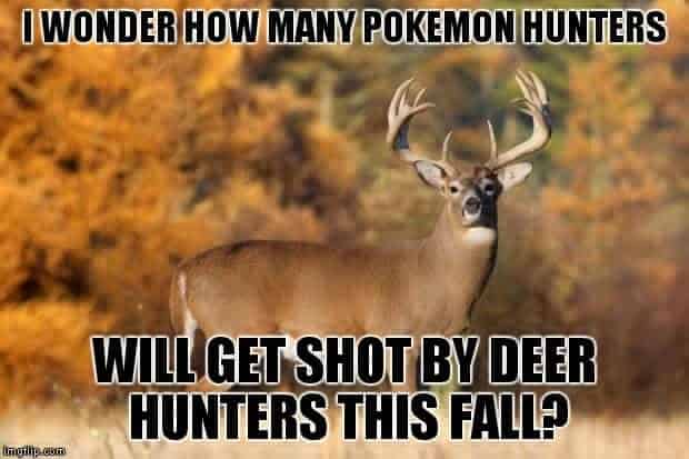 Hunting Meme: I wonder how many Pokémon hunters will get shot by a deer this year?
