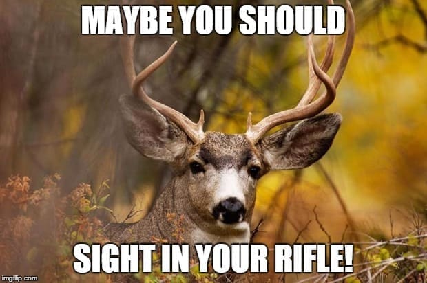 Deer Hunting Meme: You missed me again. Maybe, you should sight in Your Rifle.