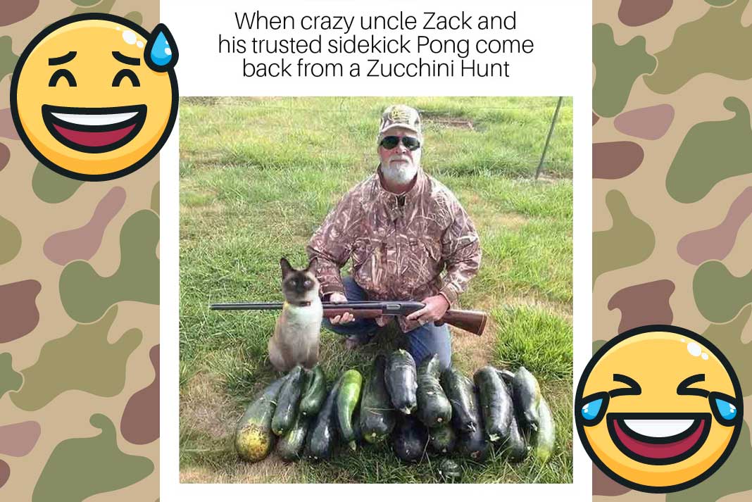 Funny Hunting Meme - Uncle Zack and His Trusted Cat Hunting Zucchini