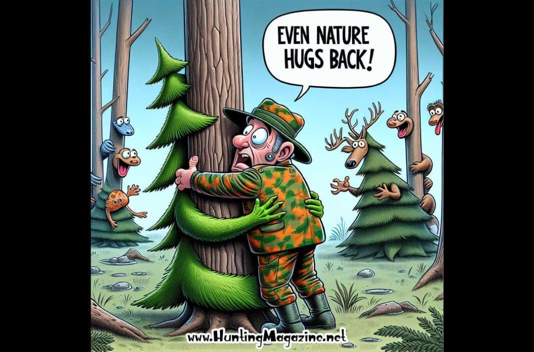 Funny Hunting Meme - Tree Hugger - Even Nature Hugs Back - Hunting Magazine