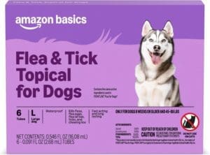 Amazon Basics Flea and Tick Topical Treatment for Dogs, Large (45 88 lbs), Fast Acting and Long Lasting, 6 Counts, Packaging May Vary