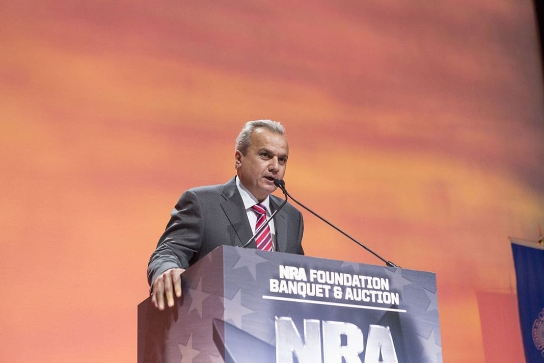 Pictured: Anthony Imperato, president and owner of Henry Repeating Arms addressing the crowd during the 2016 NRA Foundation Banquet in Louisville, KY.