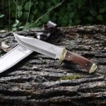 MOSSY OAK 14-inch Bowie Knife, Full-tang Fixed Blade Wood Handle with Leather Sheath