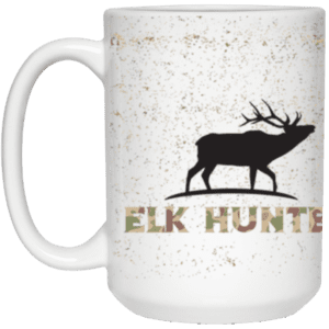 Elk Hunter 15 oz. Coffee Cup Mug with Camo Writing