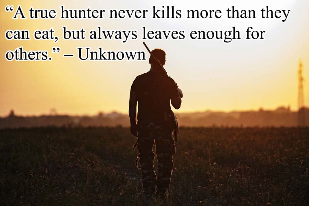 Inspirational Hunting Quotes: “A true hunter never kills more than they can eat, but always leaves enough for others.” – Unknown