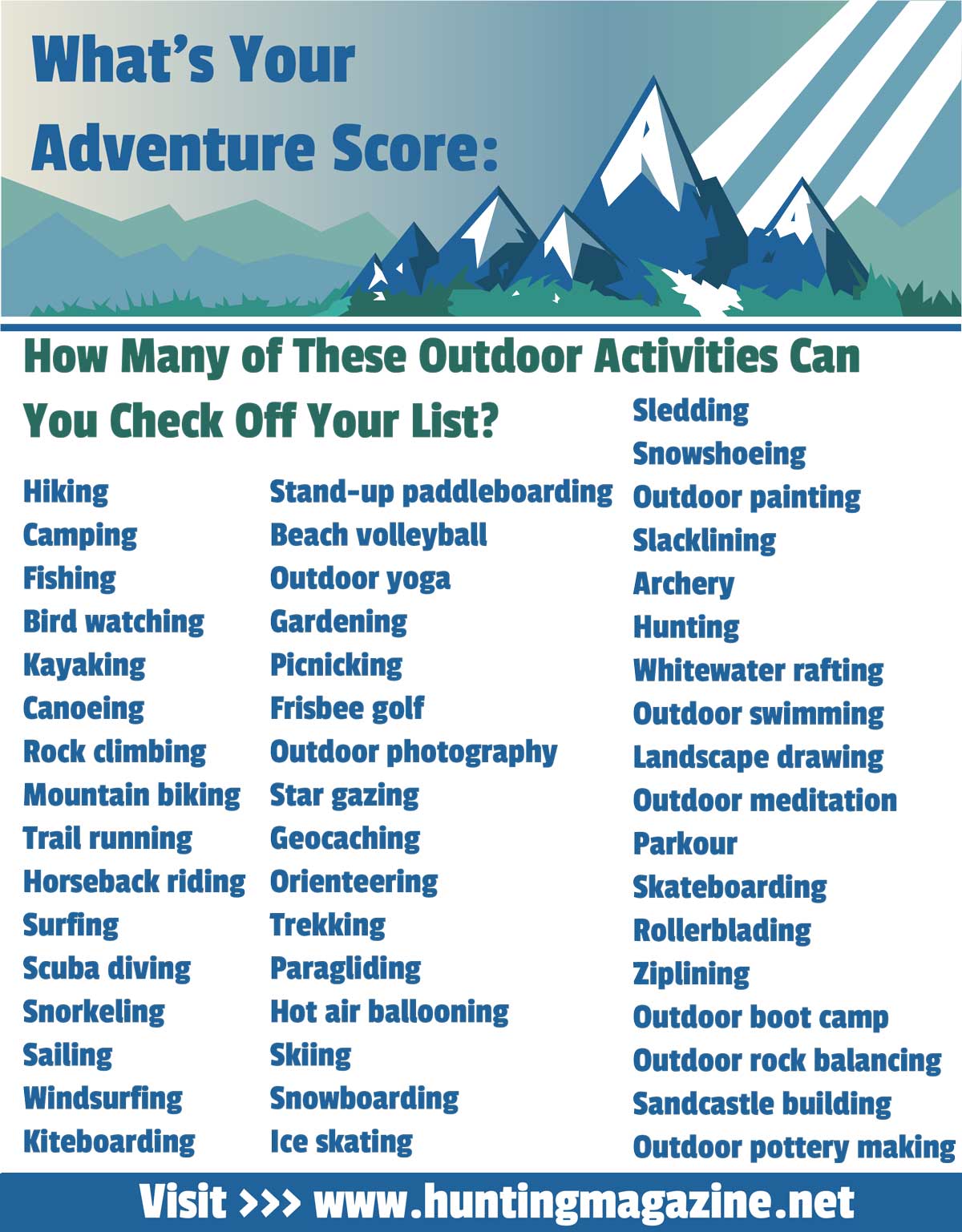 Whats Your Outdoor Adventure Score? - Hunting Magazine