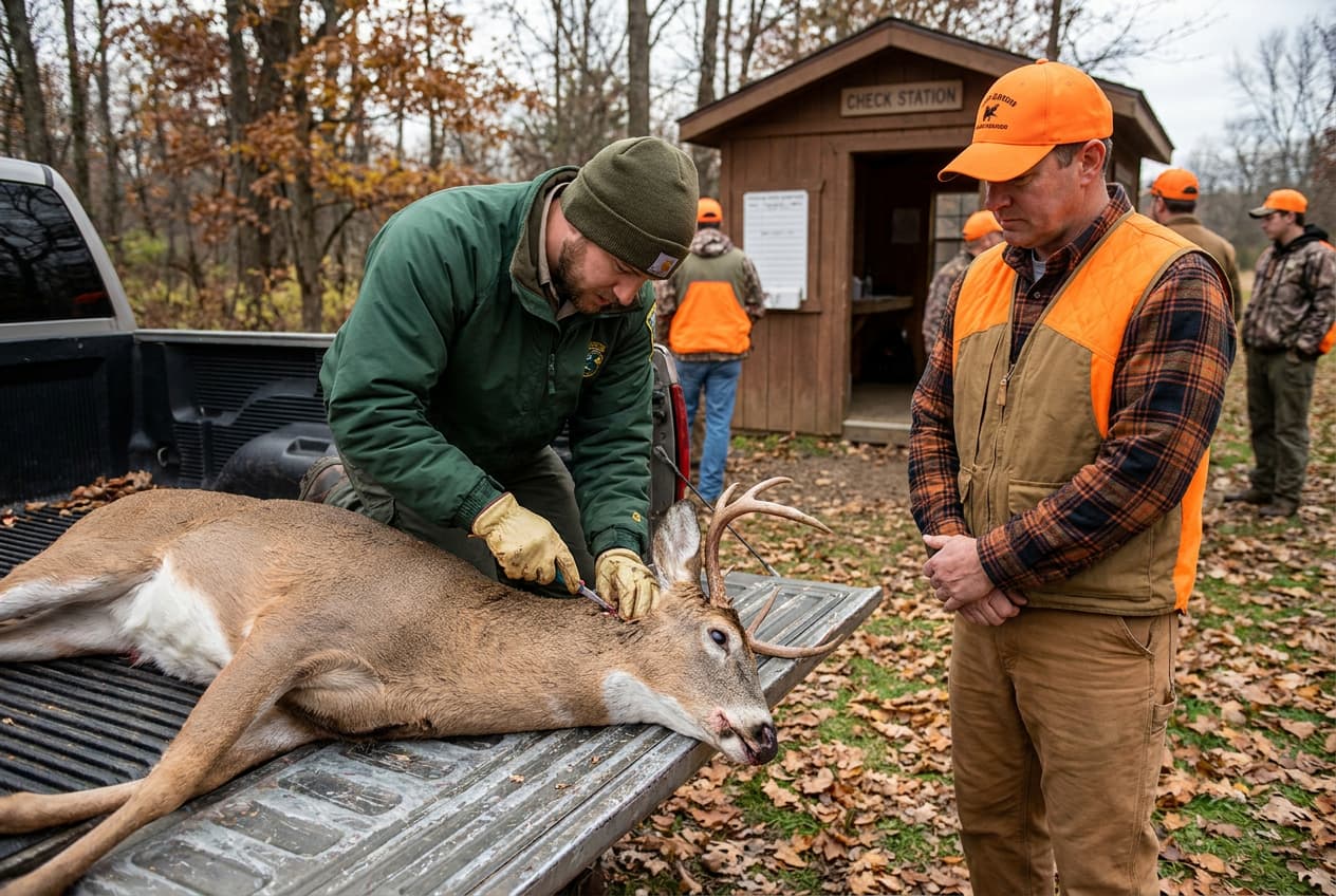 CWD sampling of a harvested whitetail during Minnesota's 2026 opening weekend